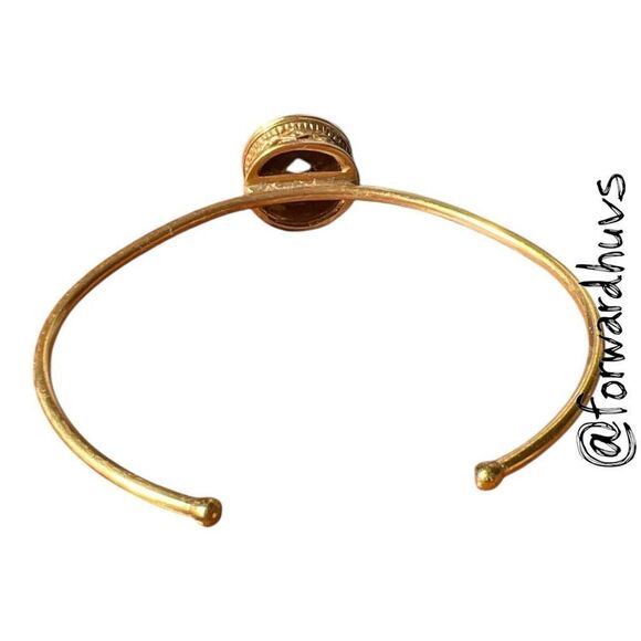 Bundle Sale 3 for $15 | Gold Tone Narrow Cuff – Grayish Blue Stone - Picture 3 of 6